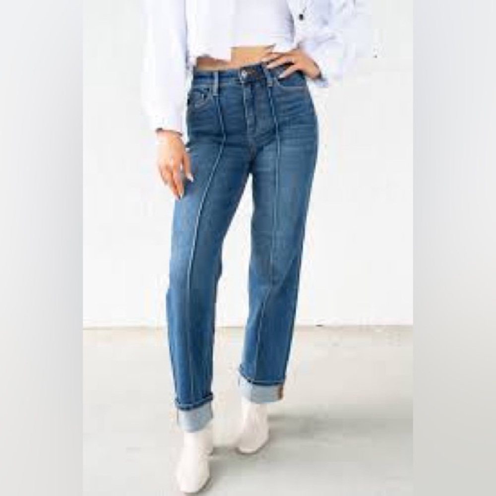 Judy Blue High Rise front seam cuffed straight leg jeans‎ size 26